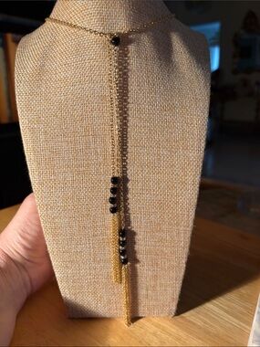 0211) NWT Ettika Delicate Gold Tassel Drop Lariat Necklace Boho Chic